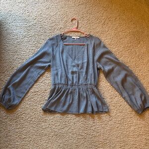 June & Hudson Gray Peplum Blouse